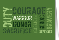 Military Appreciation Sacrifice & Courage, GREEN card