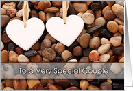 Valentine’s Day Card for Couple Two Hearts Beach Pebbles card