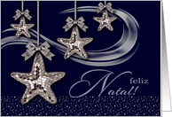 Feliz Natal. Portuguese Christmas Card with Christmas Ornaments card