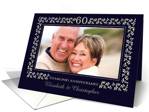 60th Anniversary Party Invitation - Silver Floral Frame... (1069483)
