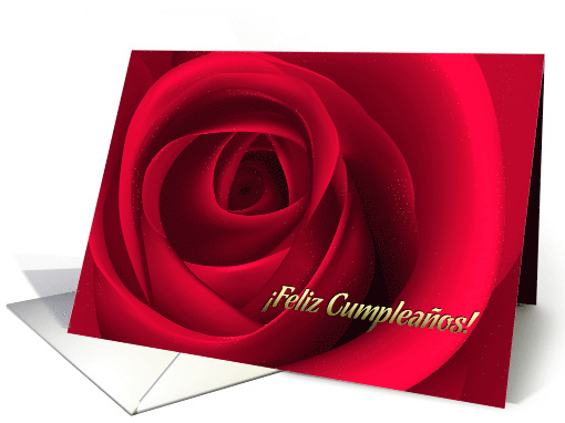 Feliz Cupleaos. Birthday Cards in Spanish. Red Rose card (1217206)