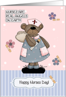 Happy Nurses Day Cute Angel Teddy Bear Wearing Nursing Scrub card