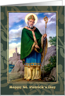 Happy Saint Patrick’s Day. Vintage Painting of Saint Patrick card