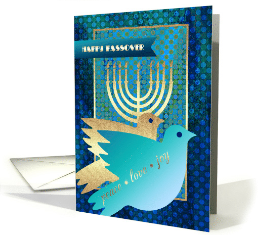 Happy Passover. Menorah and Dove of Peace card (1361028)