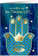 Passover Wishes from Our Home to Yours. Hamsa Lucky Symbol card