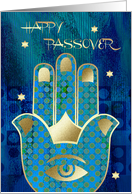 Happy Passover. Hamsa Lucky Symbol card