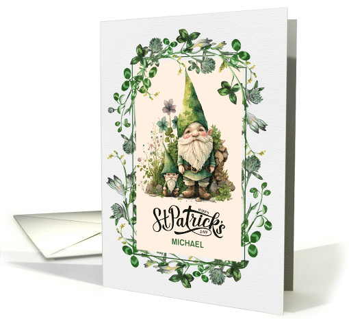 Happy St. Patrick's Day Custom Name Cute Gnomes card (1756970)