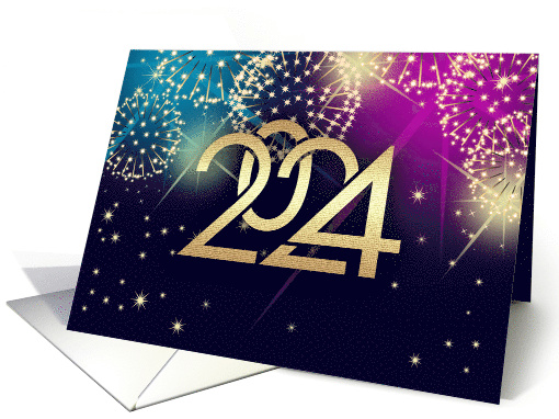 Happy New Year 2024 Fireworks card (537885)