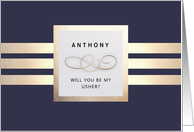 Will you be be my Usher? Navy Blue Simple Elegant design card