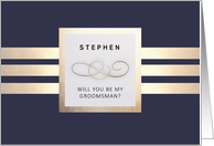 Will you be my Groomsman? Navy Blue Simple Elegant design card