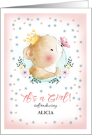 It’s a Girl. Baby Girl Shower Invitation. Cute Teddy Bear Painting card