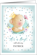 It’s a Boy. Baby Boy Birth Announcement. Cute Little Bear card