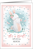 Adopted Baby Girl Shower Invitation. Cute Bunnies Mom and Baby card