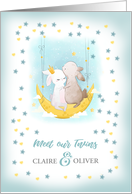 Meet Our Twins. Boy and Girl Twins Birth Announcement. Cute Bunnies card