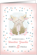 Nuestras Gemelas. Twin Girls Birth Announcement In Spanish card