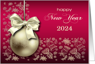 Happy New Year 2024 Christmas Ornament with Ribbon card