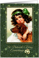St.Patricks Day Greetings.Vintage postcard recreation card