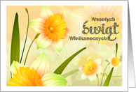 Wesolych Swiat Happy Easter in Polish Spring Daffodil Blooms card
