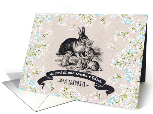 Buona Pasqua. Vintage Rabbit Family card (785369)