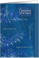 For Grandpa on Father’s Day Elegant Blue Leaf Pattern card