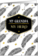 For Grandpa on Father’s Day Elegant Feather Pattern card