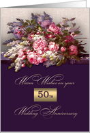 Happy 50th Wedding Anniversary. Romantic Roses card