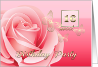 16th Birthday Party Invitation. Romantic Rose card