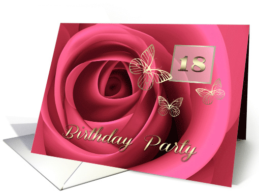 18th Birthday Party Invitation. Pink Rose card (821860)