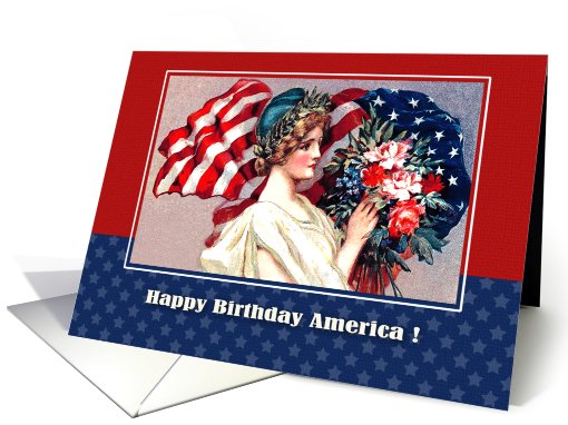 Happy Birthday America! US Flag .Vintage card (826474)