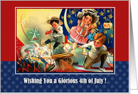 4th of July Wishing. Vintage kids card