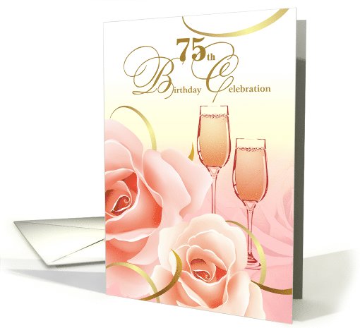 75th Birthday Party Invitation. Pink Roses card (828749)