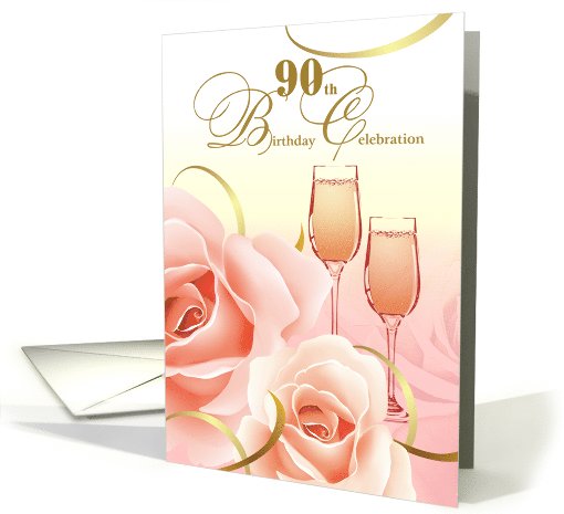 90th Birthday Party Invitation. Pink Roses card (828757)