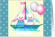 Twins Boy and Girl Adoption Announcement. Teddy Bears card