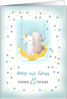 Adopted Twins Boy and Girl Shower Invitation. Cute Bunnies card