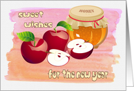 Honey Pot and Apples. Rosh Hashanah Card