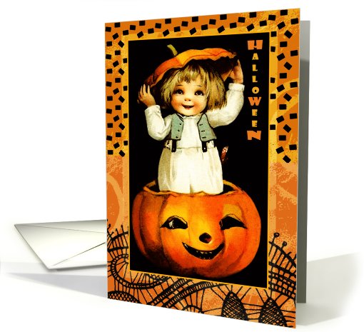 Halloween Costume Party Invitation. Vintage kid and Jack... (867584)