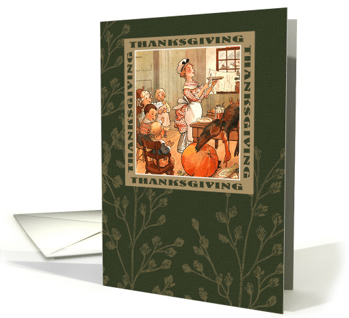 Happy Thanksgiving. Vintage Thanksgiving Day Family Scene card