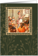 Happy Thanksgiving. Vintage Thanksgiving Day Family Scene card