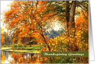 Thanksgiving Greetings. Autumn Scenery Painting card