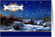 Happy Holidays. Snow Scene Painting card