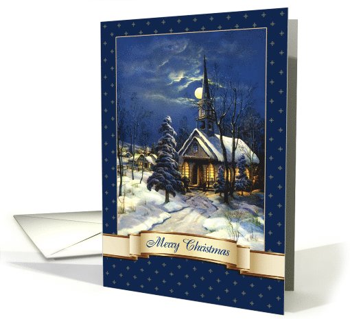 Merry Christmas. Vintage Snow Scene with Church card (880308)