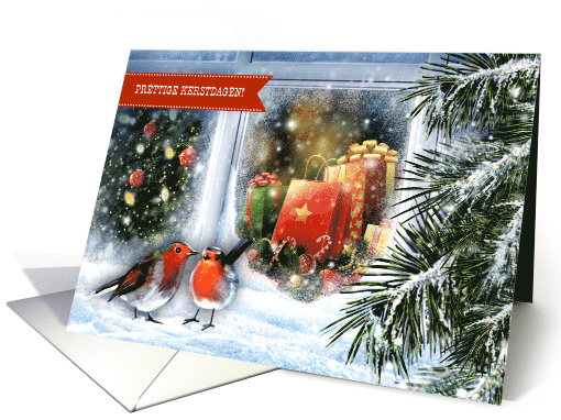 Prettige Kerstdagen. Dutch Christmas Card with Snow Scene card