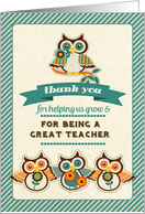 Thank You, Teacher. Funny Owls Teacher Appreciation card