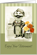 Retirement Greeting Card. Vintage Jolly Man card