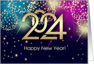 Happy New Year 2024 Fireworks card