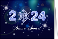 Bonne Anne 2024 Happy New Year in French Snowflake card