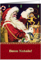 Buon Natale. Italian Christmas Card with a vintage Santa Claus card