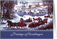 Prettige Kerstdagen. Dutch Christmas Card with Vintage Winter Scene card