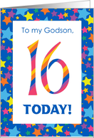 Godson’s 16th Birthday with Colourful Stripes and Stars card