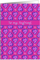 For Boyfriend on Valentine’s Day with Magenta Hearts and Flowers card